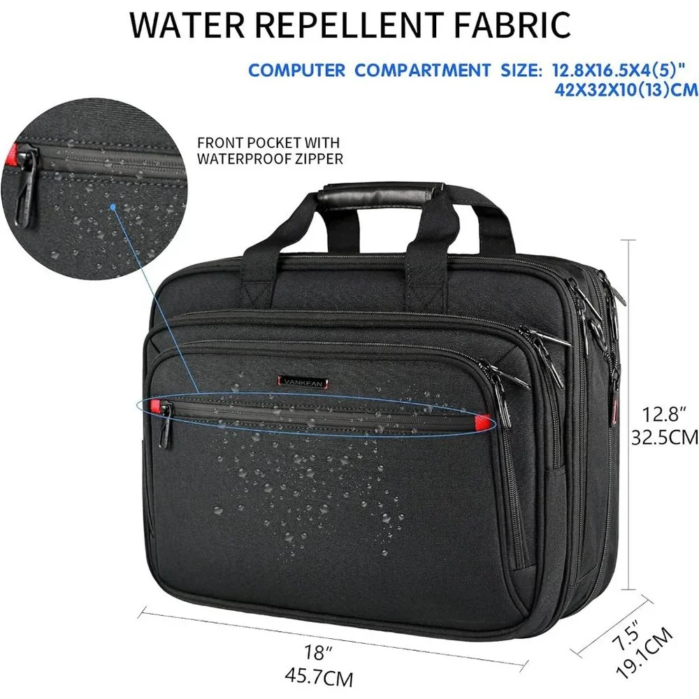 VANKEAN Laptop Briefcase Fits Up to 17.3 Inch Expandable Shoulder Bag for unisex